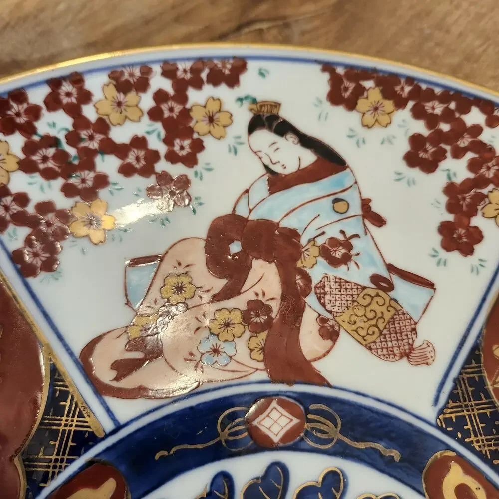 Large Japanese Arita Ware Imari Charger Decorative Platter Plate 13 1/2”